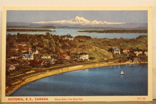 Canada British Columbia Victoria Mount Baker Shoal Bay Postcard Old Vintage Card