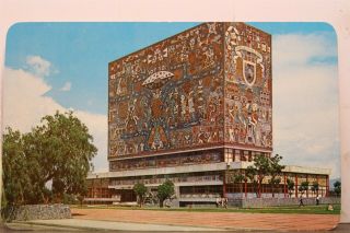 Mexico University City Juan O Gorman Library Mural Postcard Old Vintage Card Pc