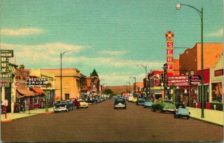 Vintage Postcard Las Vegas Mexico " Douglas Avenue " Serf Theater