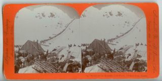 1898 Gold Miners On Chilkoot Pass Alaska Stereo Photo Klondike Gold Rush