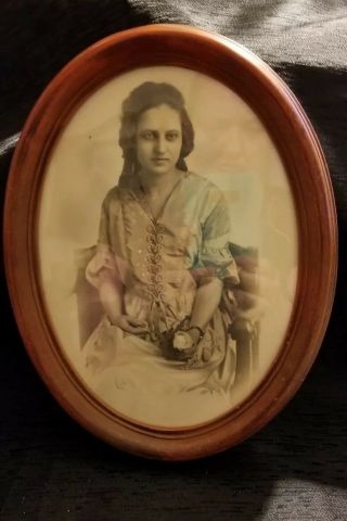 Antique Photo Of Young Woman With " Haunting Eyes " In Modern Frame