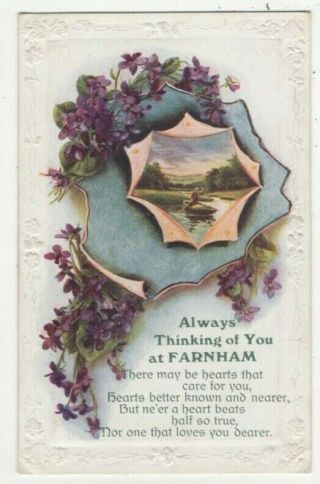 Always Thinking Of You At Farnham Surrey Vintage Wildt & Kray Postcard 377c