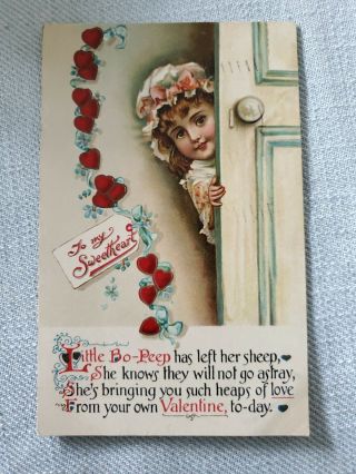 Vintage Postcard To Sweetheart Little Bo Peep Valentine 