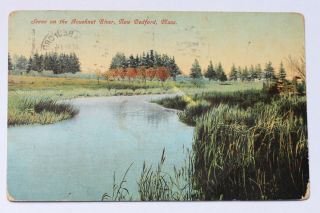 Old Postcard Scene On The Acushnet River,  Bedford,  Bristol County,  Ma 1909