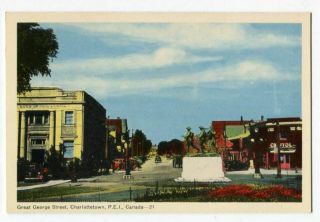 121512 Vintage Charlottetown Prince Edward Island Canada Postcard George Street