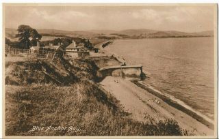 Lovely Rare Old Postcard - Blue Anchor Bay Near Watchet - Somerset C.  1934