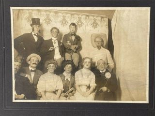 Vtg Large Cabinet Card Photo Halloween / Men In Drag / Costumes Masks 1900 Gay