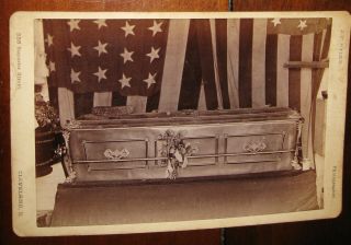 Cabinet Photo Of President Garfield ? Casket & U.  S.  Flag By Ryder Cleveland Ohio