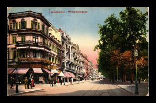 Dr Jim Stamps Wiesbaden Germany Street View Wilhelmstrasse Old Postcard
