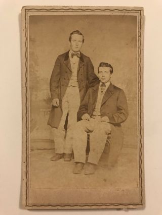 Rare Antique Marlboro Massachusetts Two Guys Civil War Soldier Stamp Cdv Photo
