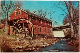 Old Grist Mill Water Wheel Granby England Massachusetts Postcard