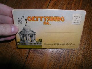 Old Vintage Souvenir Folder Book Of 25 Postcards Of Gettysburg Pa