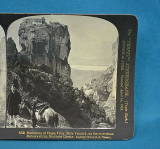 Stereoview Photo Greece Monastery Of Hagia Trias Meteora Rocks Hc White