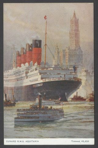 Vintage Colour Postcard Cunard R.  M.  S.  Aquitania