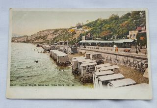 Vintage Early Colour Postcard Duff Brothers Bathing Huts,  Sandown,  Isle Of Wight