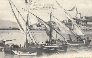 Carte Postale Ancienne Old Postcard Cannes Bateaux Lesteurs Pêche Timbrée 1907