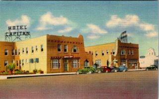 Van Horn Texas El Capitan Hotel Street Scene Vintage Linen Postcard View