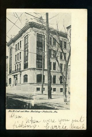 Pennsylvania Pa Postcard Pottsville,  P&r Coal & Iron Building Vintage