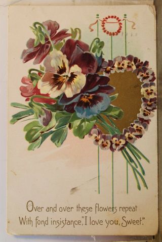 Greetings With Fond Insistence Flowers Repeat Postcard Old Vintage Card View Pc