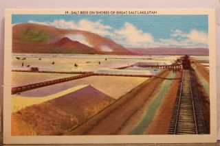 Utah Ut Great Salt Lake Beds Shores Postcard Old Vintage Card View Standard Post