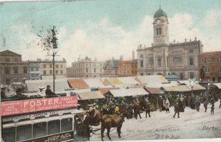 A England Derbyshire Old Antique Picture Postcard English Derby Market