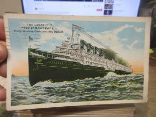 Vintage Old Postcard York Buffalo Seeandbee Cleveland Lake Erie Ship Boat