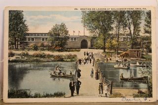 Pennsylvania Pa Erie Waldameer Park Lagoon Boating Postcard Old Vintage Card Pc
