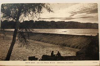 Illinois Il Oregon Rock River Days End Postcard Old Vintage Card View Standard
