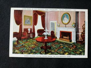 Kentucky Ky Louisville Bardstown My Old Kentucky Home Living Room Linen Postcard