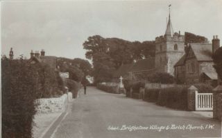 A Isle Of Wight England Old Postcard English Brighstone Village Church