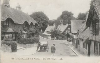 53 Isle Of Wight England Old Postcard English Shanklin Village