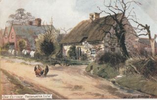 54 Isle Of Wight England Old Postcard English Freshwater Village