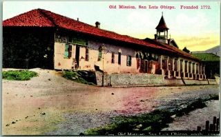 1910s San Luis Obispo,  California Postcard " Old Mission " Street View Newman