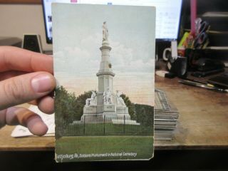 Vintage Old Pennsylvania Postcard Gettysburg Civil War Soldier Monument Cemetery