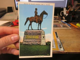 Vintage Old Pennsylvania Postcard Gettysburg Statue Of Civil War General Meade