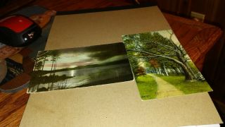 Two Old Adirondack Postcards - Assembly Point And 4th Lake (31421d)