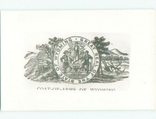 Old Rppc Coat Of Arms Cheyenne Wyoming Wy I8917