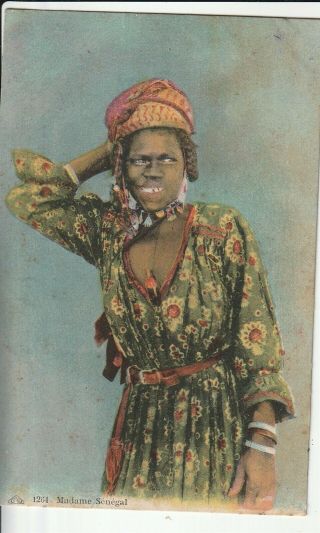 A African Old Antique Postcard West Africa Collecting Madame Senegal