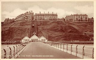 Saltburn By The Sea - Clift Lift From Pier An Old Postcard 211315