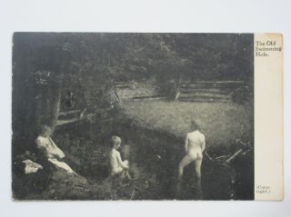 The Old Swimming Hole Vintage Art Postcard