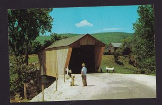 Old Vintage Postcard Of Covered Bridge Near Rutland Vermont