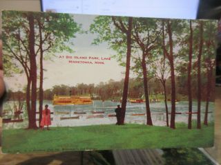 Vintage Old Minnesota Postcard Lake Minnetonka Big Island Park Riverboat Cruise
