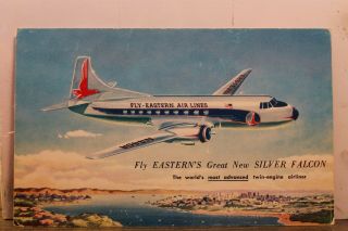 Ad Fly Eastern Air Lines Great Silver Falcon Postcard Old Vintage Card View