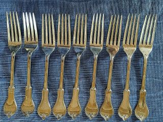 9 Rare Intl.  1847 Rogers Bros.  Antique Silver Plate Gothic Dinner Forks Circa 18