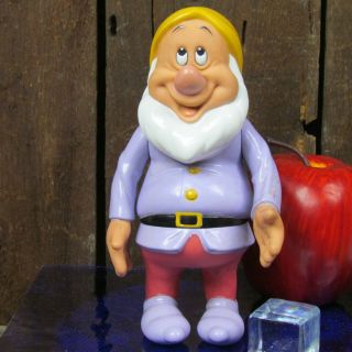 Happy Of Disney Snow White Seven 7 Dwarfs Rubber Figurines Movable Rare