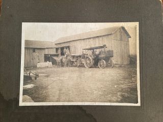 Antique Cc Photo Steam Tractor W/ Planting Wagon,  Farm Hands,  Seed Sacks,  Barn