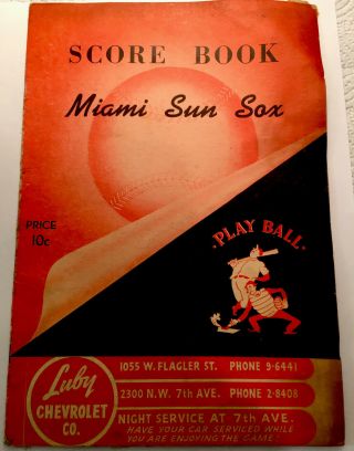 Rare 1950 Miami Sun Sox /havana Rooster Score Book
