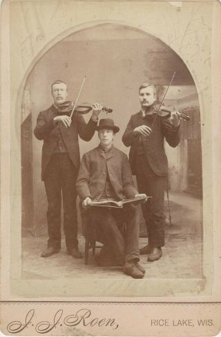 Cabinet Card Of Two Men Playing Violins
