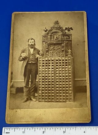 Carbondale,  Pa.  Cabinet Card Of A Man And His Clock