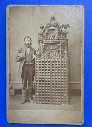 Carbondale,  PA.  Cabinet Card of a Man and His Clock 2